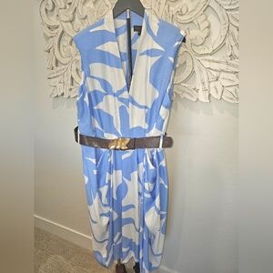 NWT Donna Karan Blue and White Classy Confortable Dress 16W